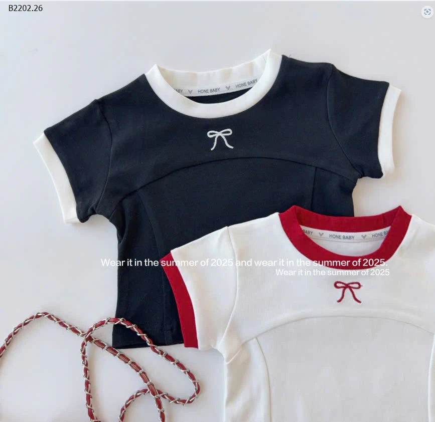 CROPTOP THÊU NƠ T&QKIDS-sỉ 142k