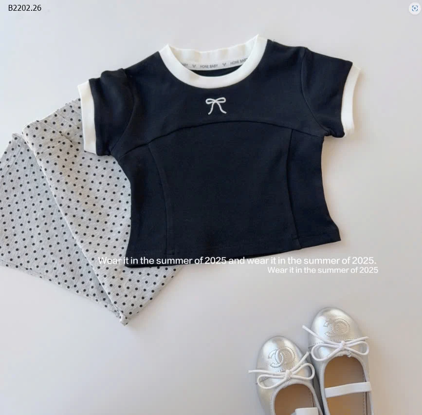 CROPTOP THÊU NƠ T&QKIDS-sỉ 142k