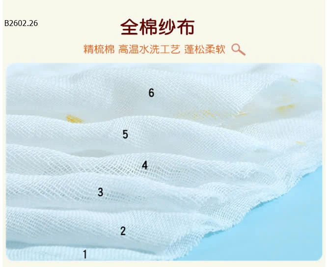 KHĂN MẶT SỢI TRE MUSLIN -sỉ 78k/set 5c