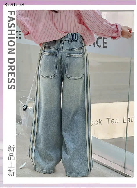 QUẦN JEANS SUÔNG PHỐI SỌC BÉ GÁI -sỉ 193k