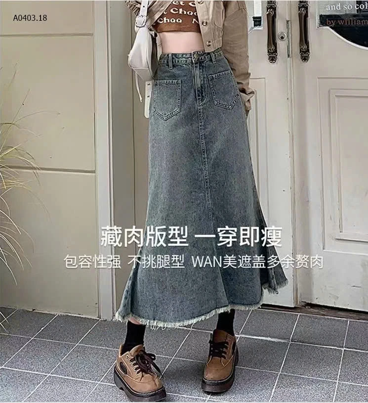 CHÂN VÁY JEANS DÁNG DÀI ĐUÔI CÁ-sỉ 139k