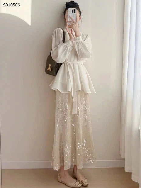 bộ quần áo nữ phong cách sequin áo giá 530k váy giá 420k full set giá 899k