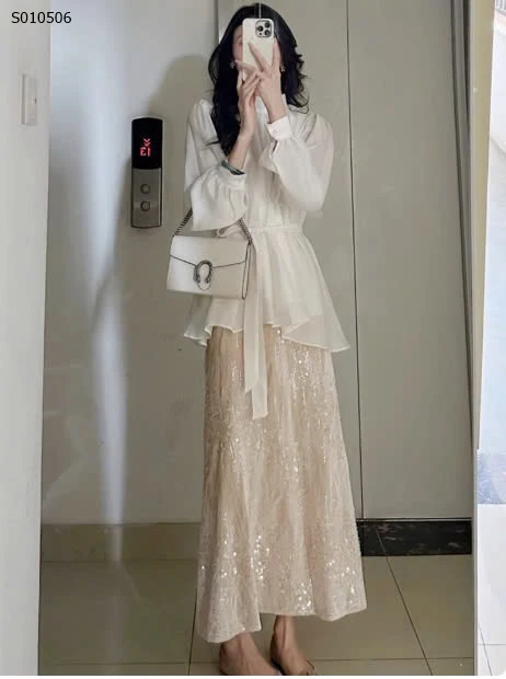 bộ quần áo nữ phong cách sequin áo giá 530k váy giá 420k full set giá 899k