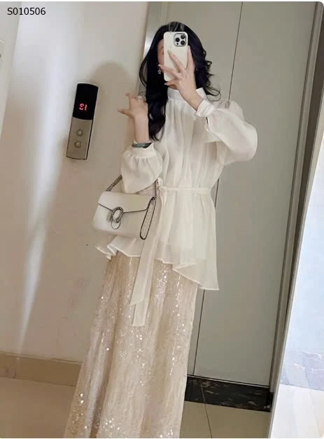 bộ quần áo nữ phong cách sequin áo giá 530k váy giá 420k full set giá 899k