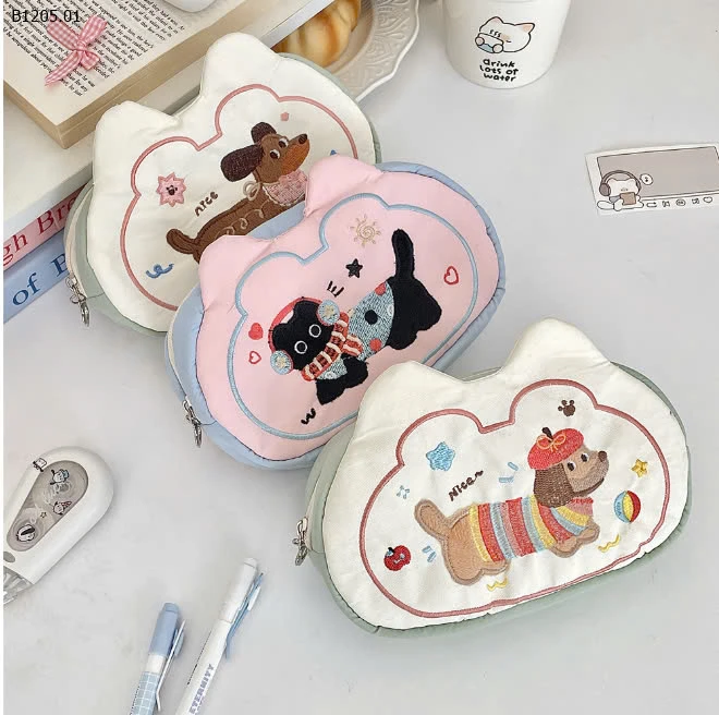 TÚI ĐỰNG BÚT HÌNH CHÓ MÈO DỄ THƯƠNG CHO BÉ - sỉ 75k