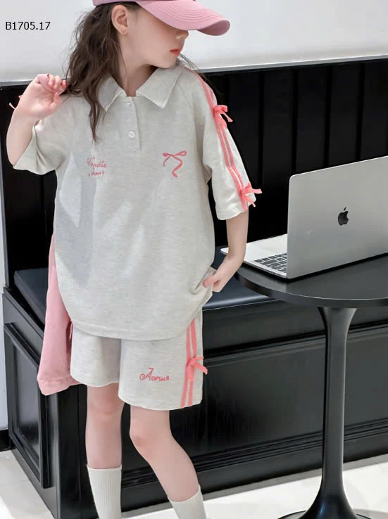 SET BỘ POLO CỘC TAY ĐÍNH NƠ BG  -sỉ 210k