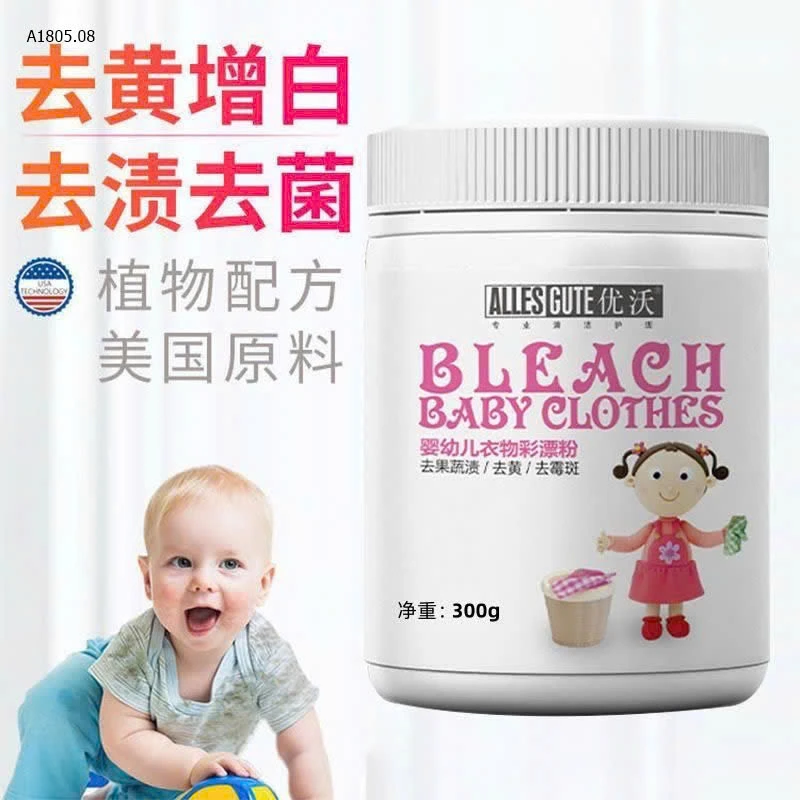 TẨY MỐC - TẨY TRẮNG ÁO QUẦN KHÔNG MÙI CHO BÉ - LỌ 300G - sỉ 120k/set 3 lọ