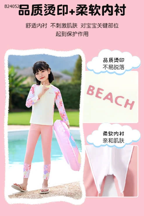 BỘ BƠI DÀI TAY BÉ GÁI HÃNG YUKE - sỉ 190k