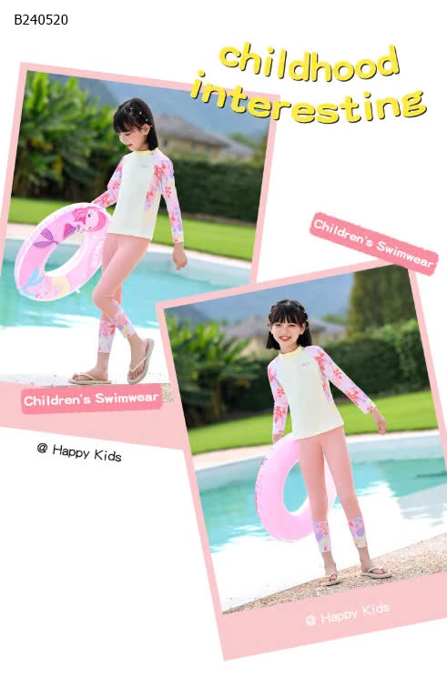 BỘ BƠI DÀI TAY BÉ GÁI HÃNG YUKE - sỉ 190k