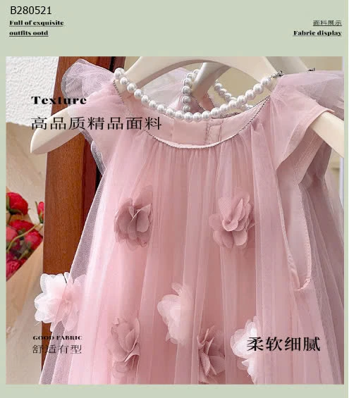 VÁY ĐÍNH HOA NỔI CHO BÉ-Sỉ 198k