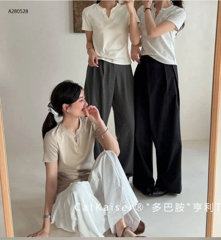 ÁO THUN CỔ V CATKAISER CHO NỮ - sỉ 115k