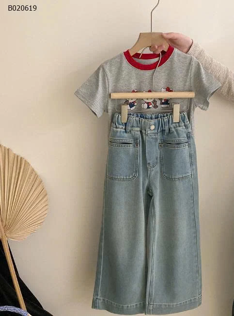 SÉT ÁO PHÔNG KITTY BG  MIX QUẦN JEAN -sỉ Áo : 117k           Quần : 238k
