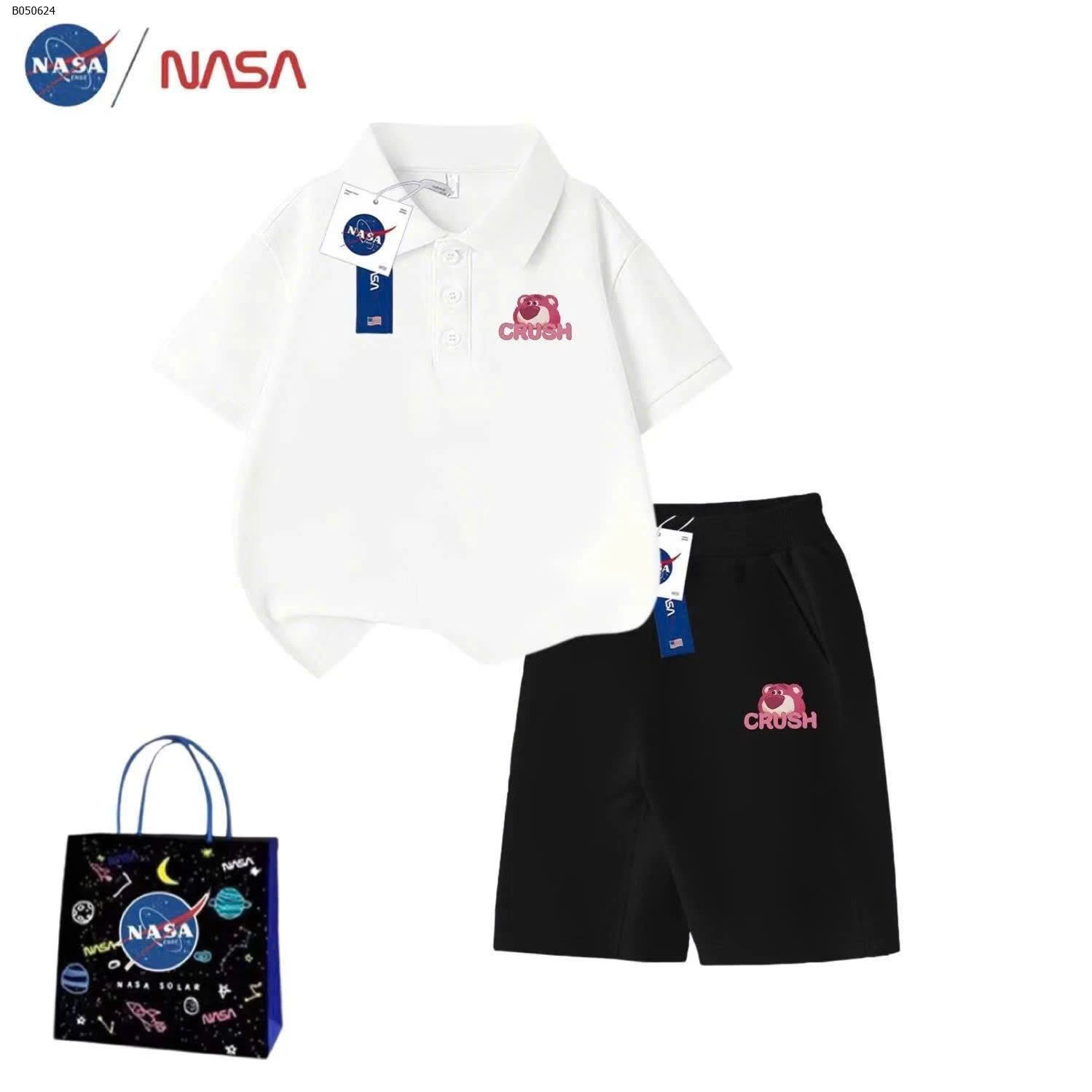Bộ đồ bé gái cổ polo NASA - sỉ 125k