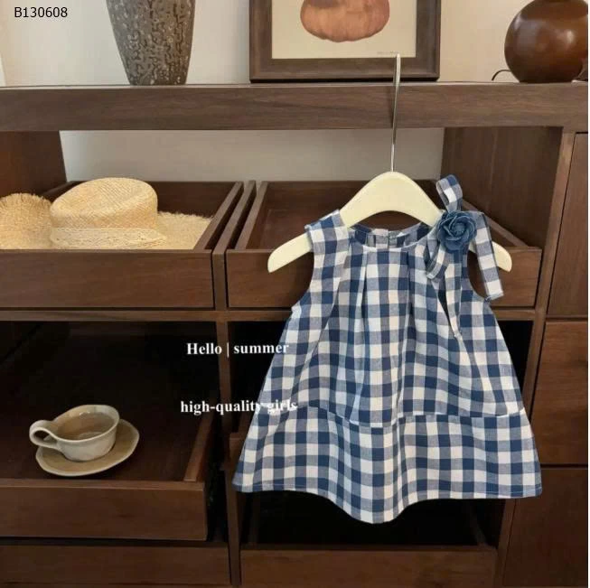 Áo kẻ caro xanh trắng cho bé gái -Sỉ 129k