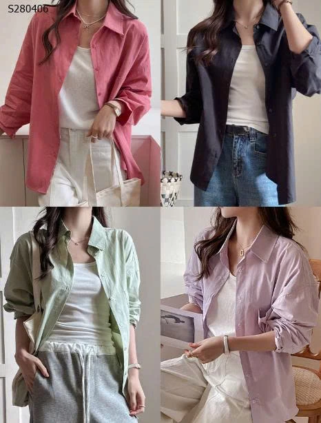Áo sơ mi nữ có túi trơn- 229,000