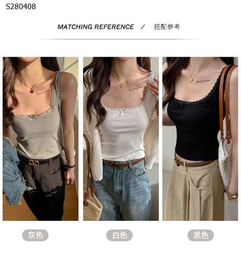 Áo 2 dây ren nơ- 130,000