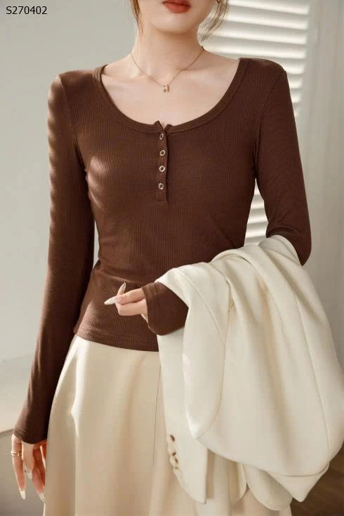 Áo thun cotton dài tay phong cách pure desire - 160,000