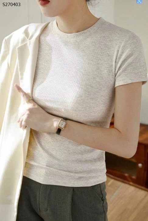 Áo thun ôm cotton bó sát tay ngắn co giãn cao - 130,000