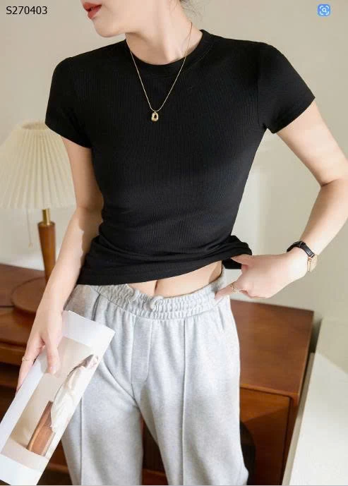 Áo thun ôm cotton bó sát tay ngắn co giãn cao - 130,000