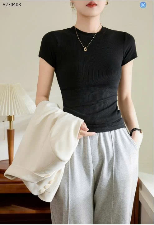 Áo thun ôm cotton bó sát tay ngắn co giãn cao - 130,000