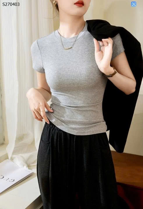 Áo thun ôm cotton bó sát tay ngắn co giãn cao - 130,000