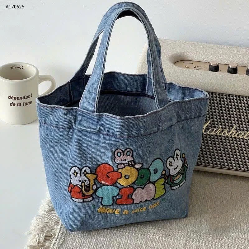 TÚI XÁCH BÒ THÊU CARTOON - sỉ 55k