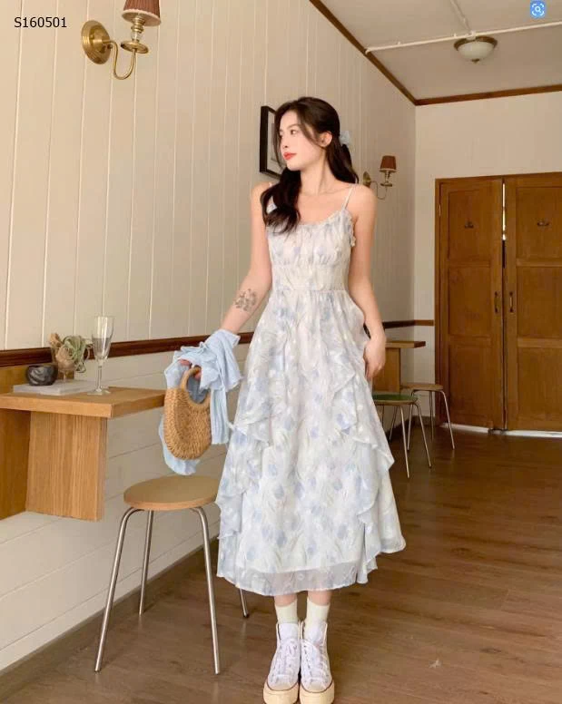 Set váy hoa cadigan xanh- 599,000