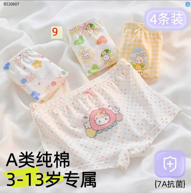 SET 4 QUẦN CHIP ĐÙI BÉ GÁI - Sỉ i 84k/1 set 4 chiếc