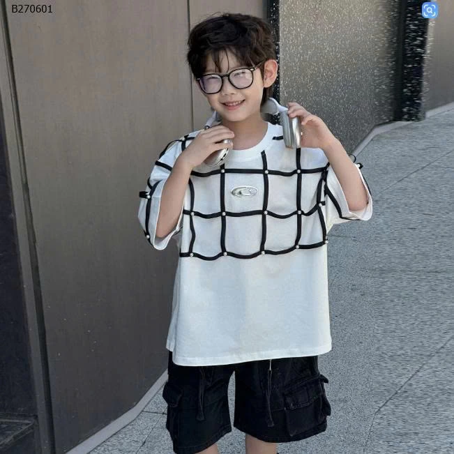 ÁO THUN KẺ Ô VUÔNG GẮN NGỌC-Sỉ sz 100-140: 149k  sz 150-160: 157k 