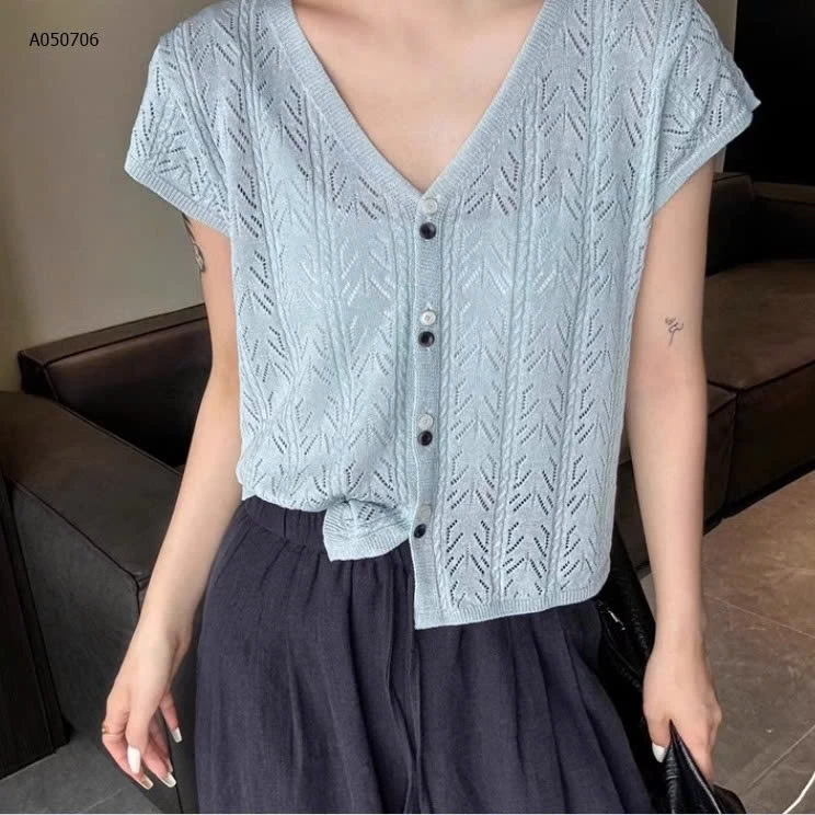 ÁO DỆT KIM CỔ V NỮ-Sỉ giá 163K