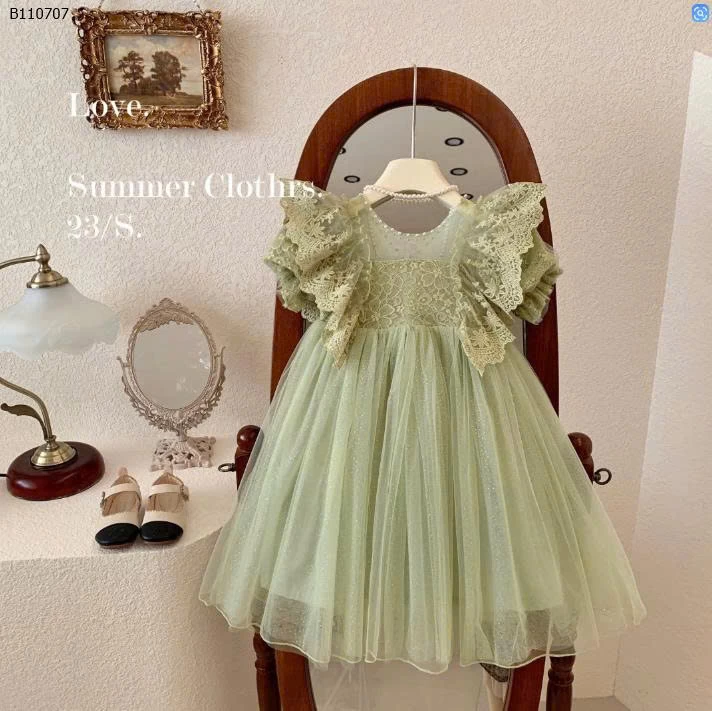 VÁY CÔNG CHÚA PHỐI REN CHO BÉ GÁI -Sỉ giá 230k