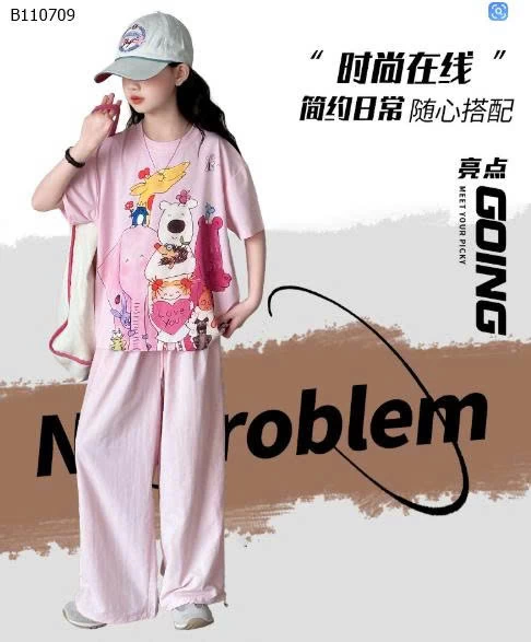 ÁO DỄ THƯƠNG MIX QUẦN HỒNG-Sỉ giá áo và quần bằng giá : 135k/c