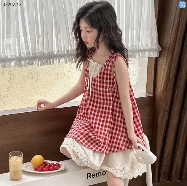 VÁY KẺ CARO CHO BÉ GÁI-Sỉ giá 183k