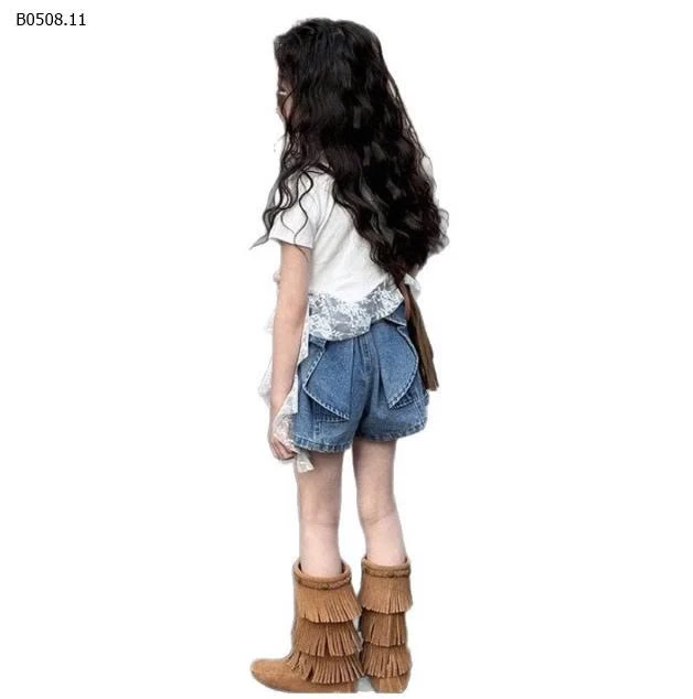 SET ÁO THUN REN PHỐI QUẦN SHORT JEAN BG  - sỉ 206k