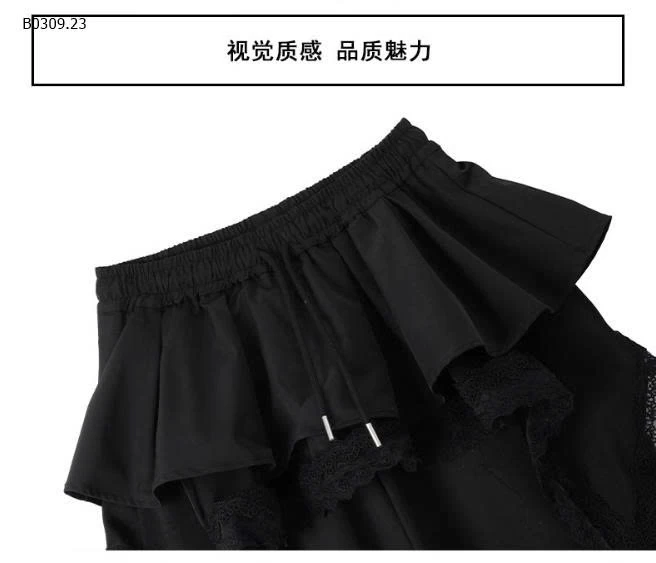 Quần dài ống rộng ren nhiều lớp thiết kế đơn giản- sỉ 183k