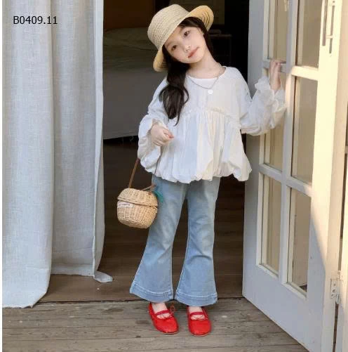 SET ÁO TAY BỒNG MIX JEAN LOE BG-Giá sỉ áo: 177k  quần: 189k 