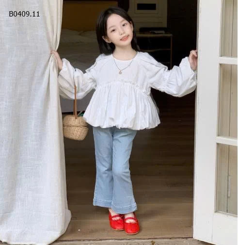 SET ÁO TAY BỒNG MIX JEAN LOE BG-Giá sỉ áo: 177k  quần: 189k 