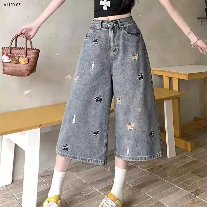 QUẦN JEAN NGỐ THÊU HÌNH CÚN NỮ - sỉ 140k