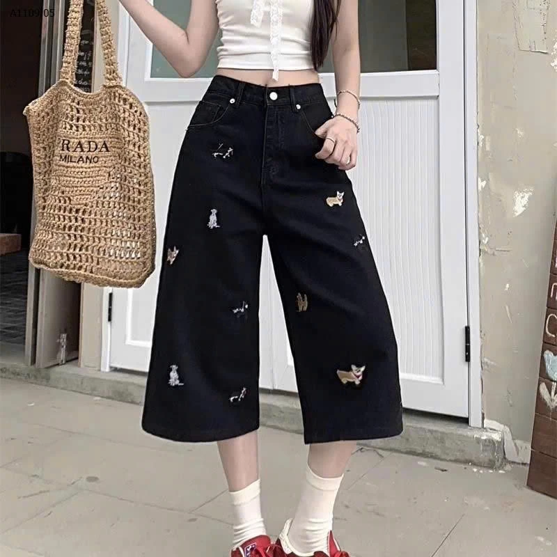 QUẦN JEAN NGỐ THÊU HÌNH CÚN NỮ - sỉ 140k
