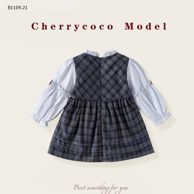 Váy kẻ phối tay nhà Cherycoco  - sỉ 233k