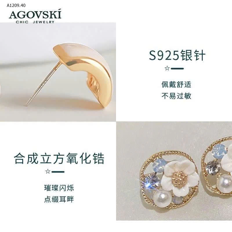 Set  7 đôi hoa tai bạc 915 Agovski - sỉ 215k