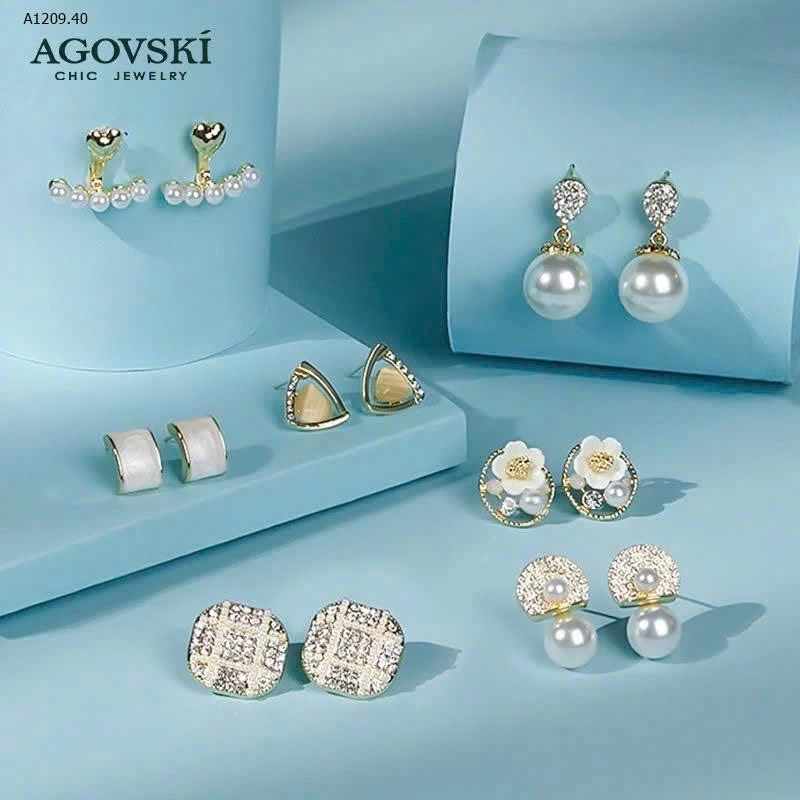 Set  7 đôi hoa tai bạc 915 Agovski - sỉ 215k