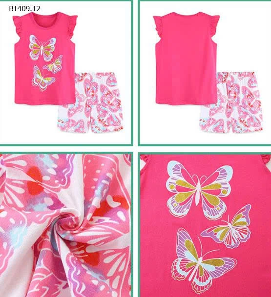Bộ đồ bé gái in hình bướm nhà AOSTA BETTY -Giá sỉ 125k