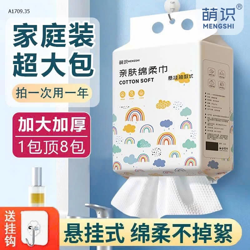 Khăn rửa mặt dùng một lần, dạng treo - Giá sỉ 105k/1 set 3 bao/300 tờ