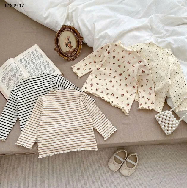 Áo sơ mi tay dài họa tiết hoa mỏng cổ cao ins - sỉ 90k