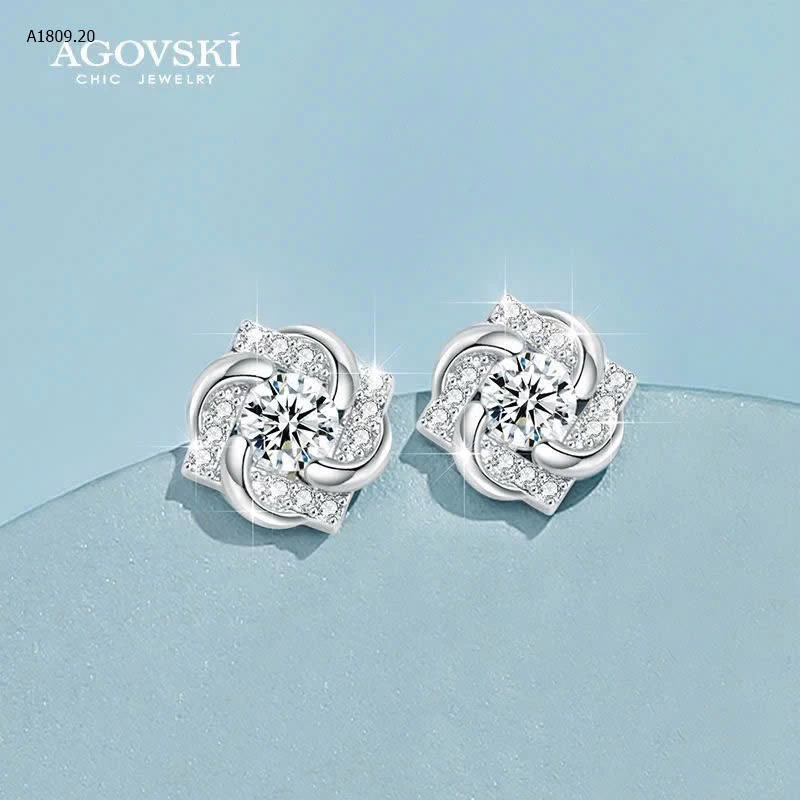 SET 5 ĐÔI KHUYÊN TAI BẠC S999 AGOVSKI - sỉ 170k/set 5đôi