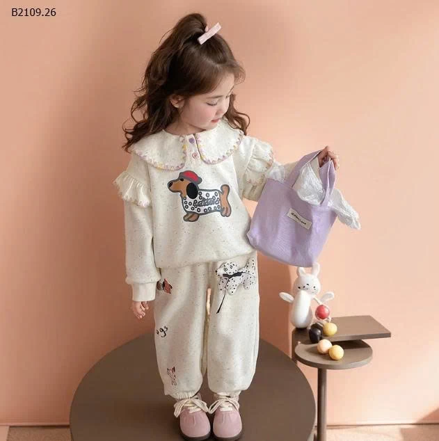 SET NỈ CỔ BÈO NINGLI cho bé gái Dachshund -Giá sỉ 202k
