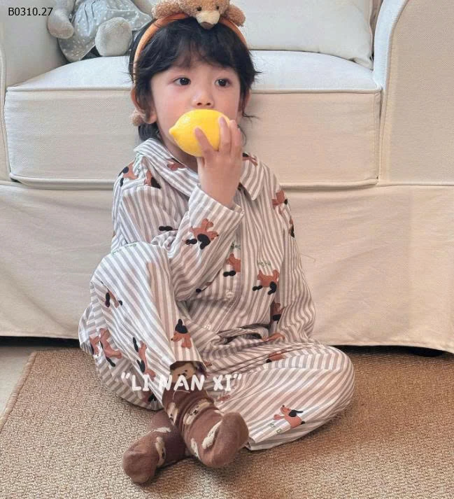 Bộ đồ ngủ trẻ em hoạt hình ve áo loại A nhà Linanxi -Sỉ 185k