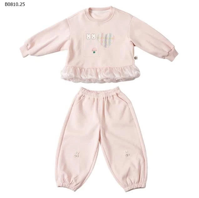 Bộ đồ nỉ thu đông cho bé gái  nhà Ningli- sỉ 180k