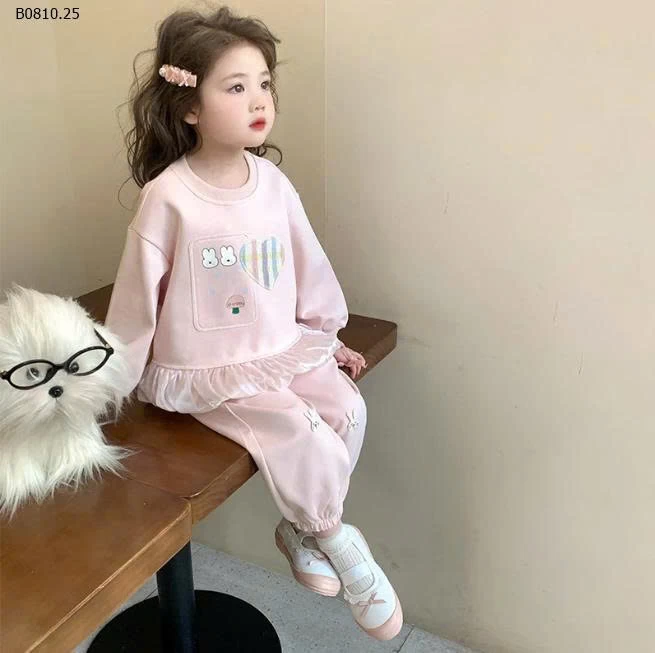 Bộ đồ nỉ thu đông cho bé gái  nhà Ningli- sỉ 180k